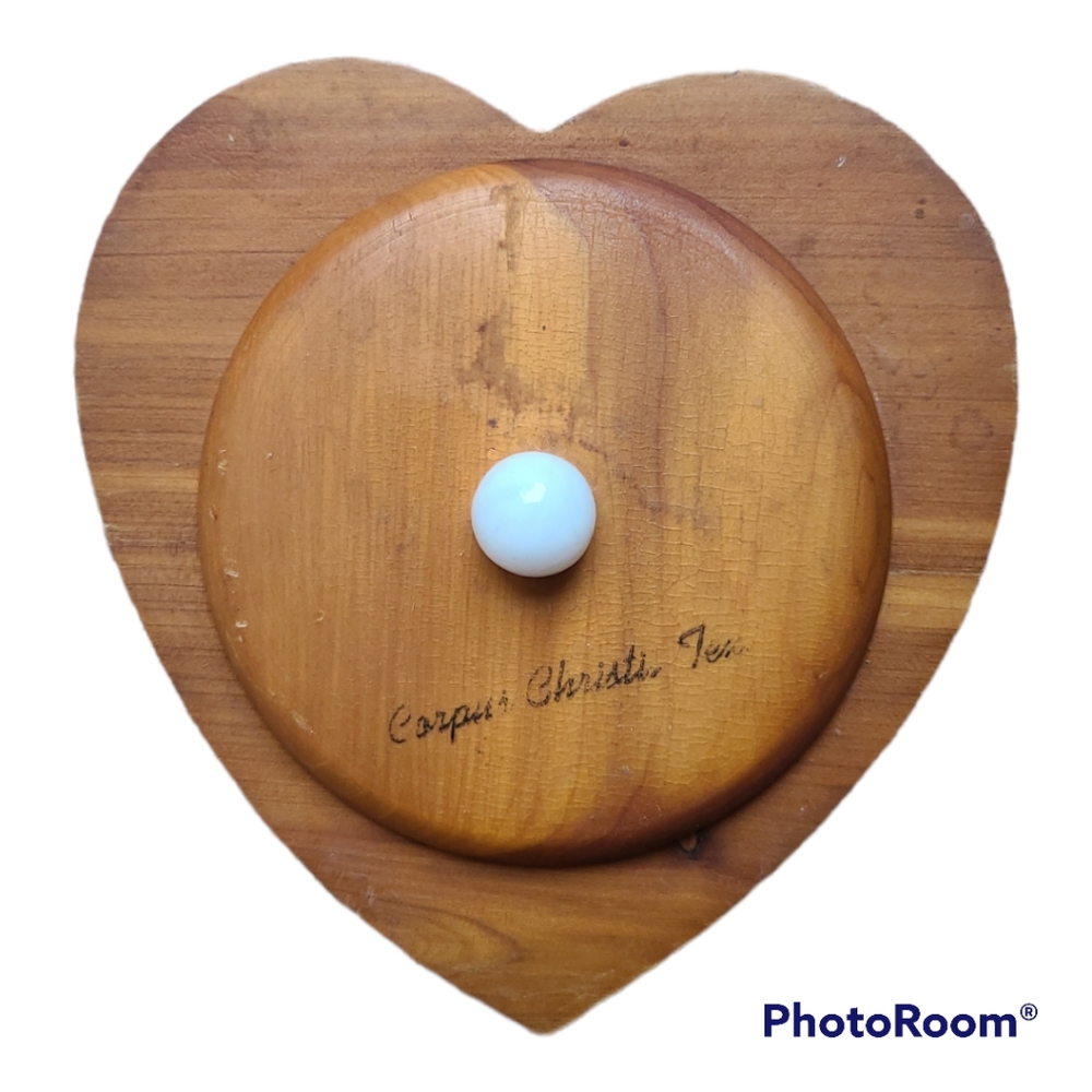 Wooden Heart Trinket Box from Corpus Christie Texas ~1980's